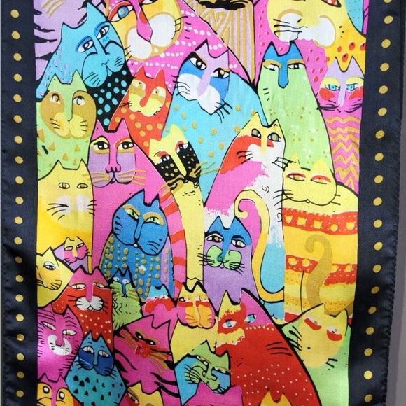 Laurel Burch Silk Cats Oblong Scarf - Picture 7 of 8